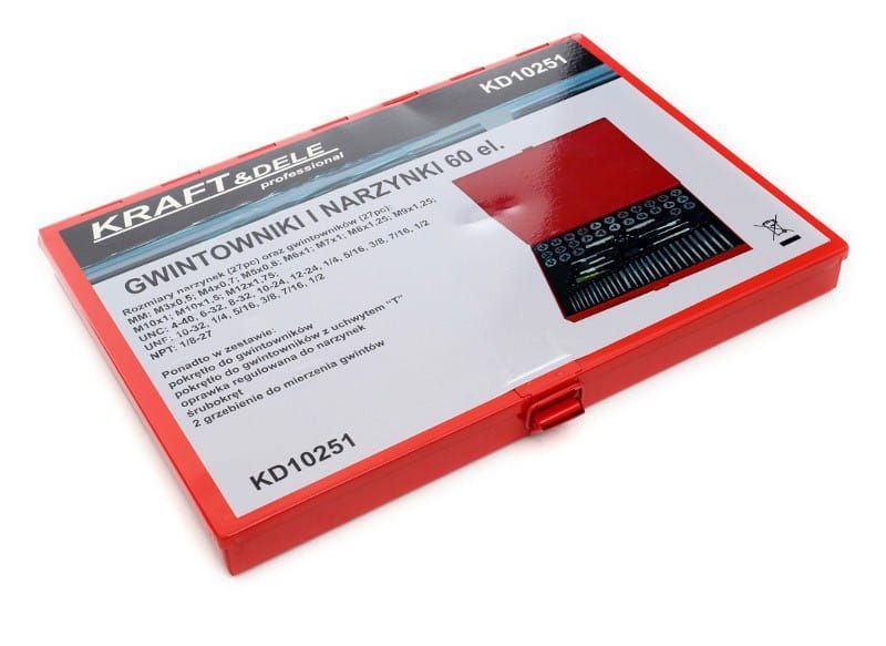 Набор метчиков и плашек 60 шт. для нарезки резьбы в металле Kraft&Dele KD10251 KD10251 фото