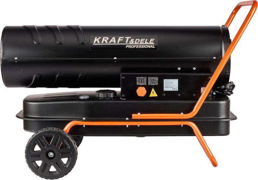 Дизельная тепловая пушка 35 кВт на колеса Kraft&Dele KD11711 с термостатом и защитой от перегрева для складов, мастерских и строительства.  KD11711 фото