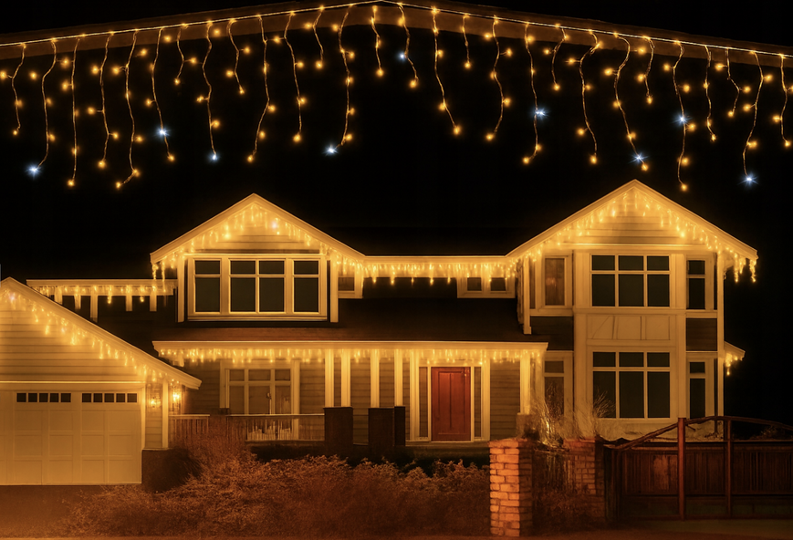 Уличная светодиодная гирлянда-занавес 500 LED Ekspand LKS-500-CB теплый белый 23 м для улицы дома и сада LKS-500-CB фото