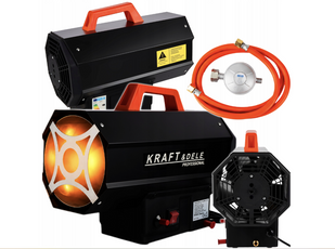 Газовая тепловая пушка 25 кВт Kraft&Dele KD11734 с газовым шлангом и редуктором для состава, мастерской и строительных работ KD11734 фото