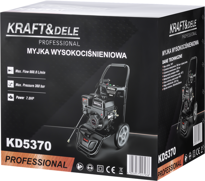 Профессиональная бензиновая мойка высокого давления 7 л.с 360 бар Kraft&Dele KD5370 для профессионального и бытового использования KD5370  фото