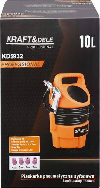 Сифонний піскоструминний апарат 10 л Kraft&Dele KD5932  4 змінні сопла для очищення металевих деталей  KD5932 фото