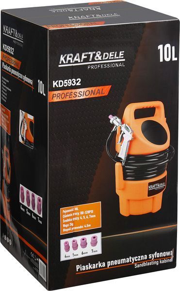 Сифонний піскоструминний апарат 10 л Kraft&Dele KD5932  4 змінні сопла для очищення металевих деталей  KD5932 фото