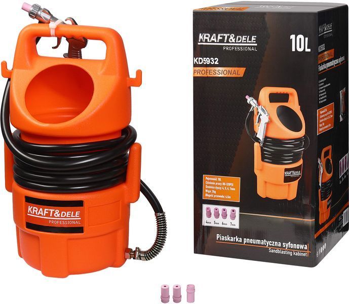 Сифонний піскоструминний апарат 10 л Kraft&Dele KD5932  4 змінні сопла для очищення металевих деталей  KD5932 фото