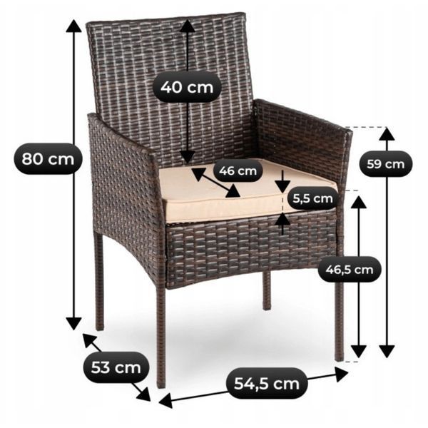 Комплект садовой мебели из искусственного ротанга MEBEL ELITE AZUL ME.AZUL/BR/RT/OGR/ZES на 4 человека со столом и креслами для террасы, сада и дачи, коричневый ME.AZUL/BR/RT/OGR/ZES фото