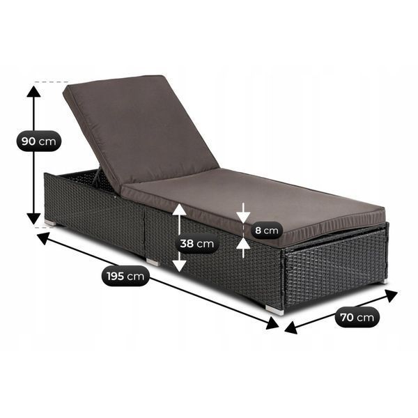 Садовый лежак MEBEL ELITE LARGO ME.LARGO/CZ/RT/OGR/LEZ из искусственного ротанга с мягким матрасом для бассейна, сада и зоны отдыха ME.LARGO/CZ/RT/OGR/LEZ фото