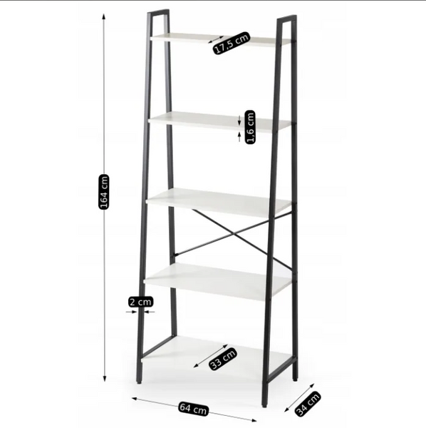 Стелаж у стилі лофт білий/чорний MEBEL ELITE 164х64х34 см  відкрита полиця для книг, офісу, дитячої кімнати та декору ME.ERVA/B/CZ/REG фото
