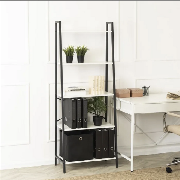 Стелаж у стилі лофт білий/чорний MEBEL ELITE 164х64х34 см  відкрита полиця для книг, офісу, дитячої кімнати та декору ME.ERVA/B/CZ/REG фото
