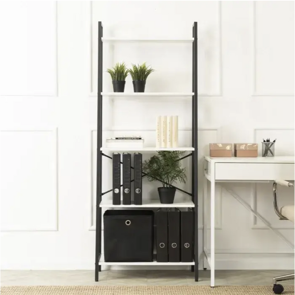 Стелаж у стилі лофт білий/чорний MEBEL ELITE 164х64х34 см  відкрита полиця для книг, офісу, дитячої кімнати та декору ME.ERVA/B/CZ/REG фото
