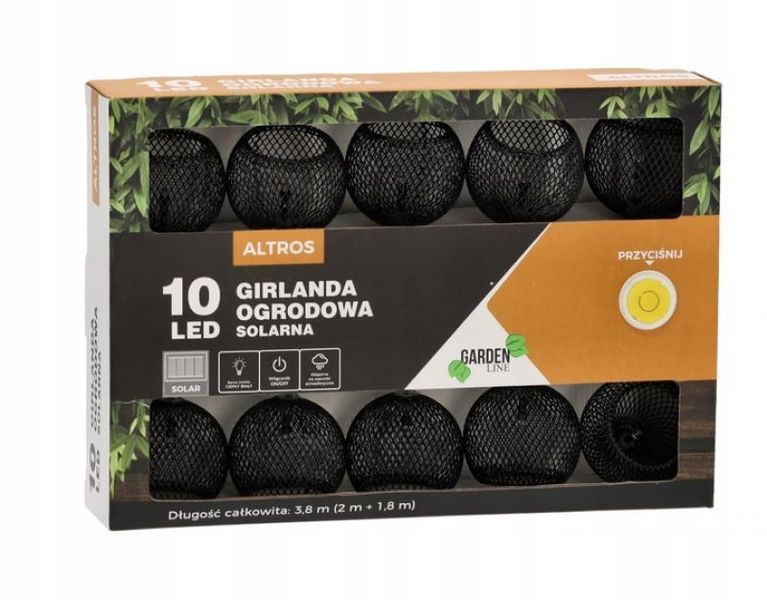 Гирлянда на солнечной батарее Garden Line 10 LED 3,8 м теплый белый, для сада, балкона, террасы SOL3651  SOL3651  фото