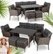 Садовий набір меблів,коричневий ATLANTA Mebel Elit ME.ATLANTA/BR/RT/OGR/ZES диван, 2 крісла, 2 пуфи, стіл, для саду та тераси ME.ATLANTA/BR/RT/OGR/ZES фото 1